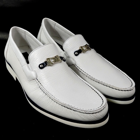 GOODMAN 🇮🇹 MEN'S SOFT WHITE LEATHER COMFORT LOAFERS - Picture 2 of 8